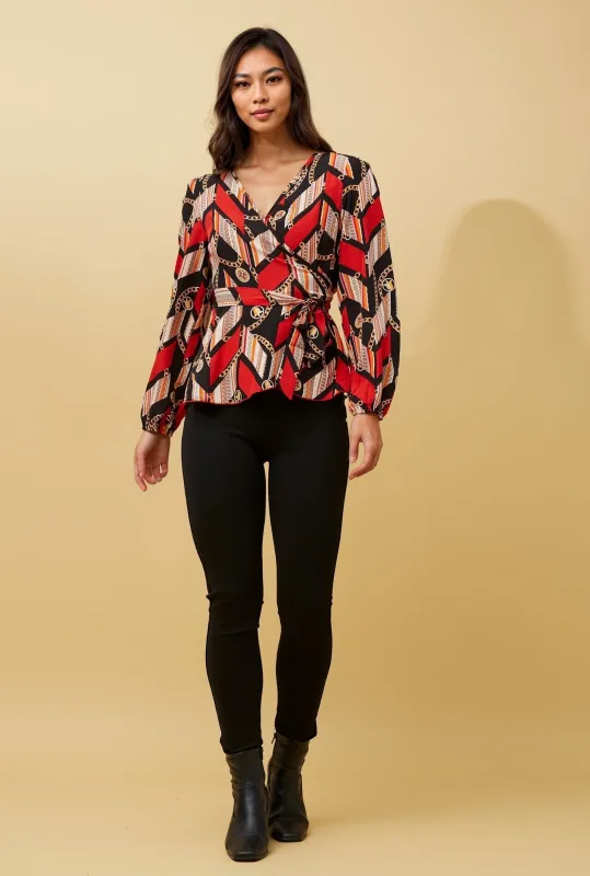 TRILBY CHAIN PRINT TIE WRAP BLOUSE sold by Rockmans