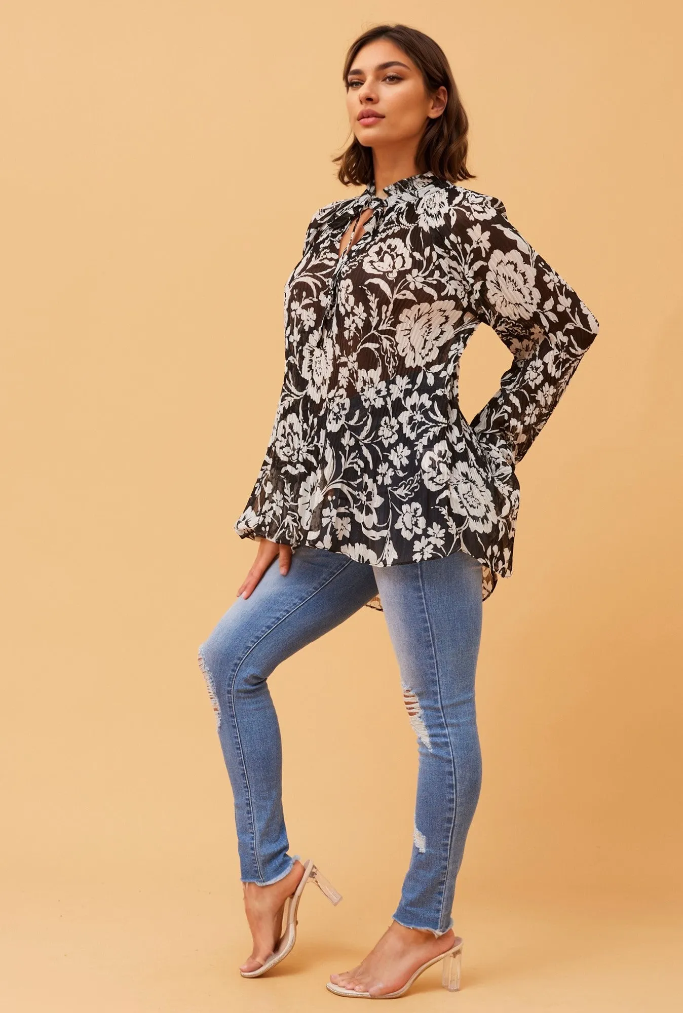 PETA PLEATED FLORAL BLOUSE sold by Rockmans product image thumbnail 5