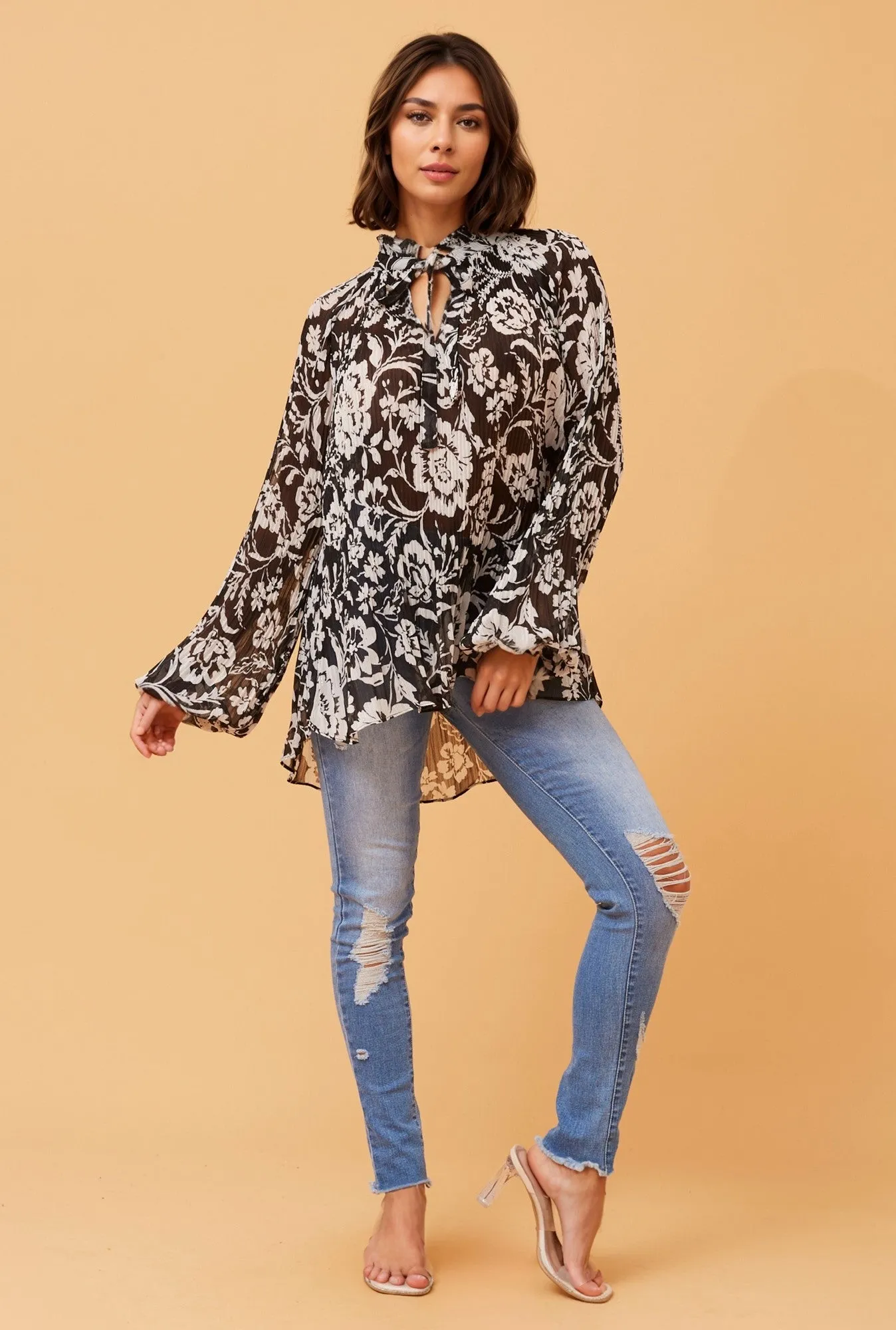 PETA PLEATED FLORAL BLOUSE sold by Rockmans product image thumbnail 4