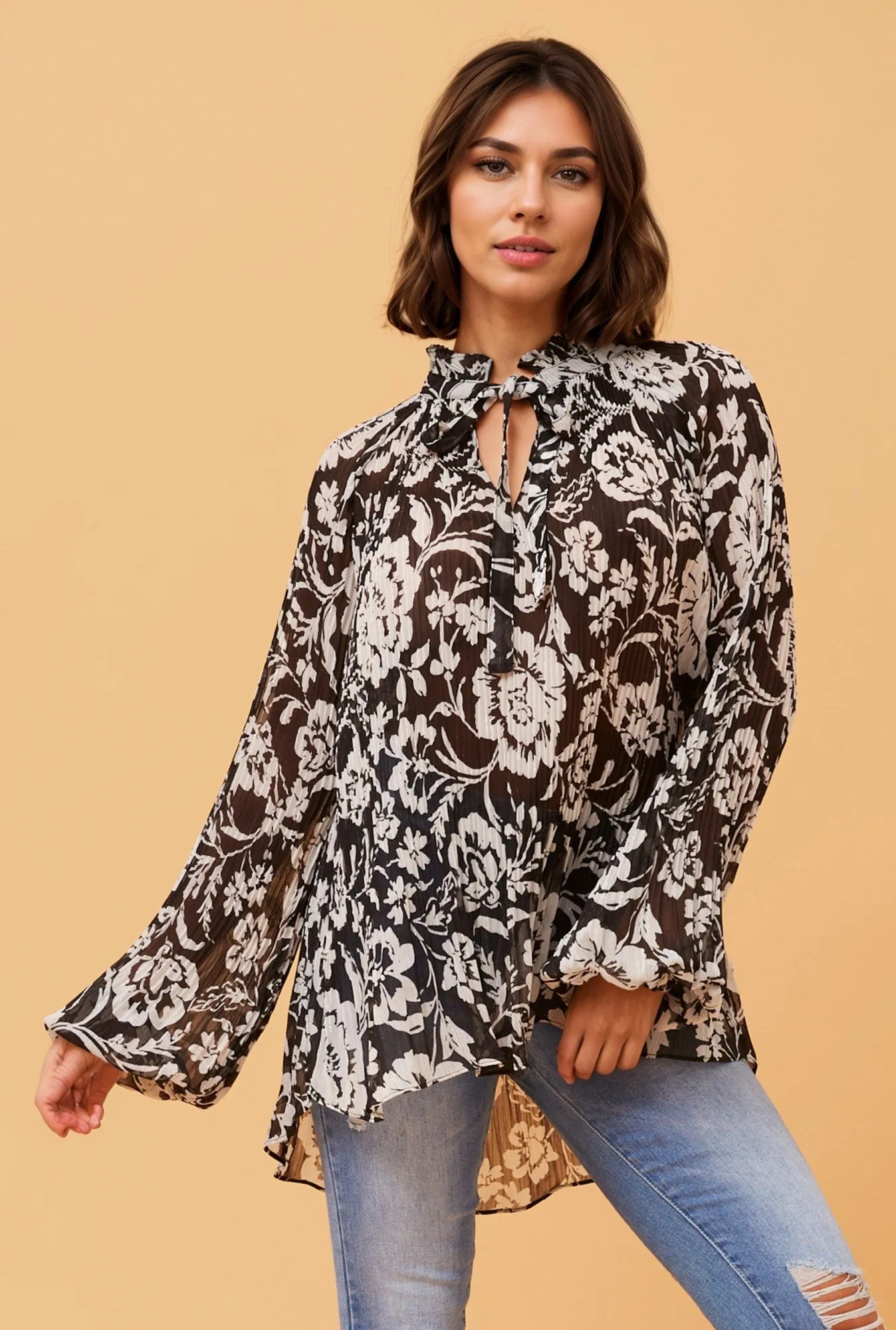 PETA PLEATED FLORAL BLOUSE sold by Rockmans product image thumbnail 3
