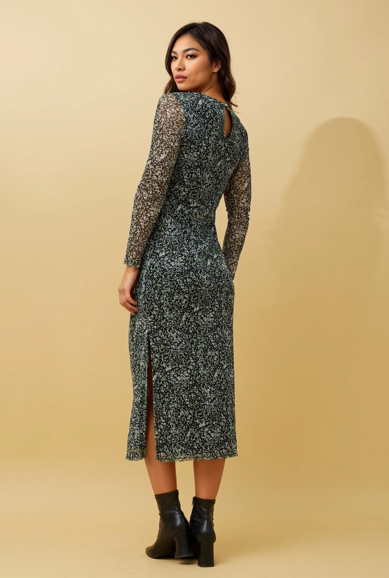 JUAN ABSTRACT PRINT RUCHED MIDI DRESS sold by Rockmans product image thumbnail 2