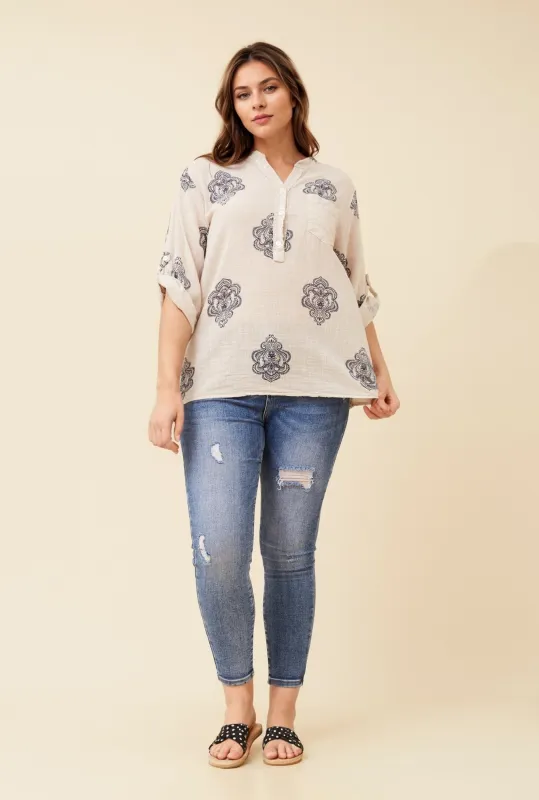 ROSETTA ABSTRACT PRINT TOP sold by Rockmans