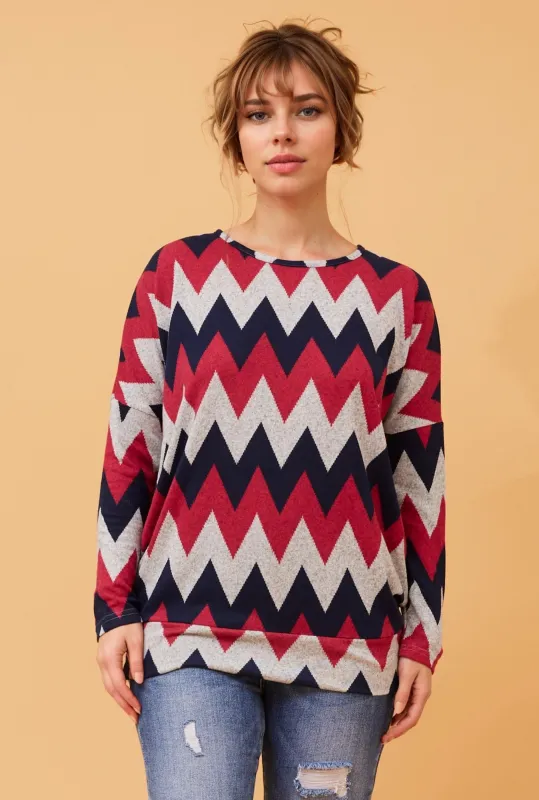 BIRD CHEVRON PRINT TOP sold by Rockmans