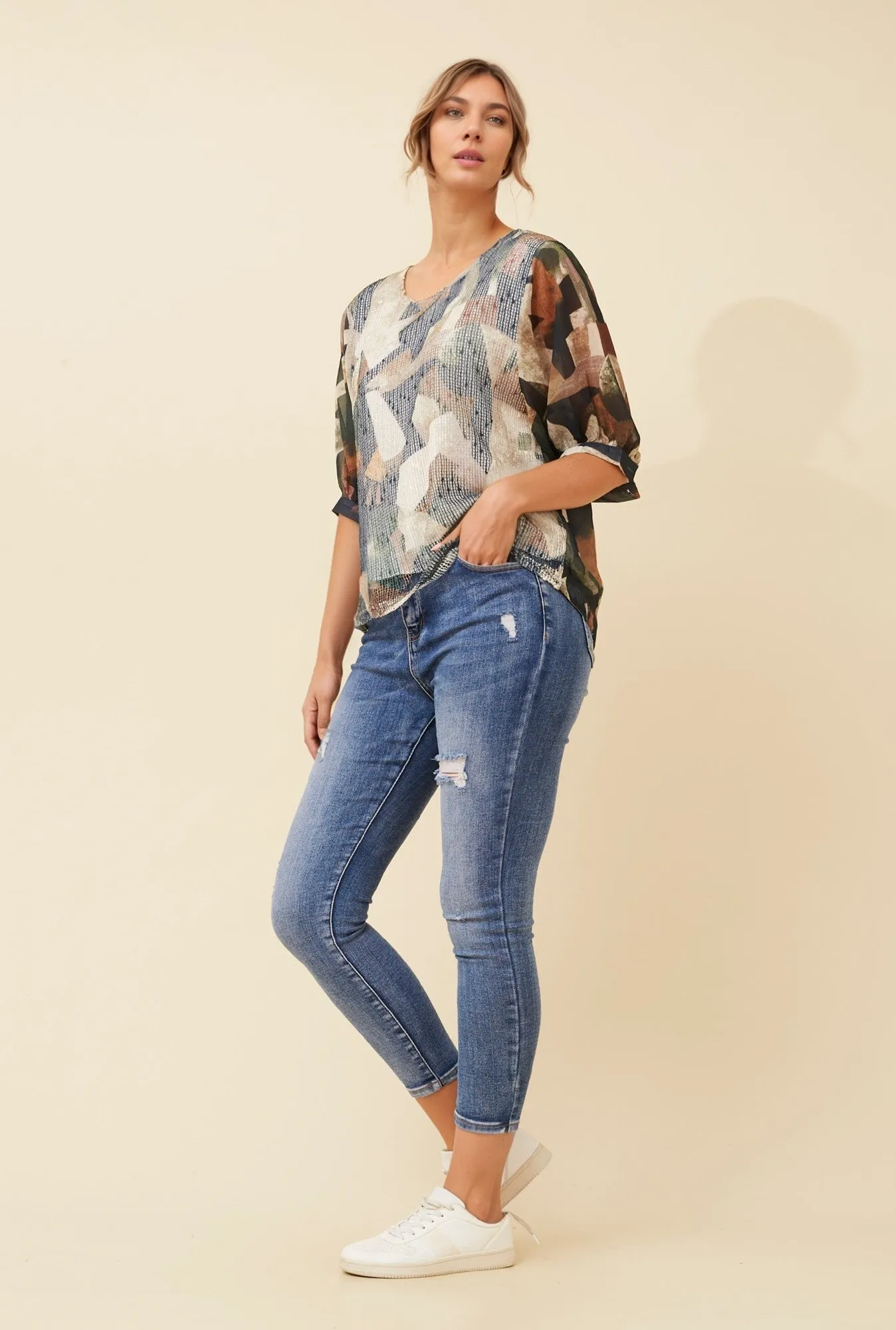 ELOWEN ABSTRACT PRINT TOP sold by Rockmans product image thumbnail 5