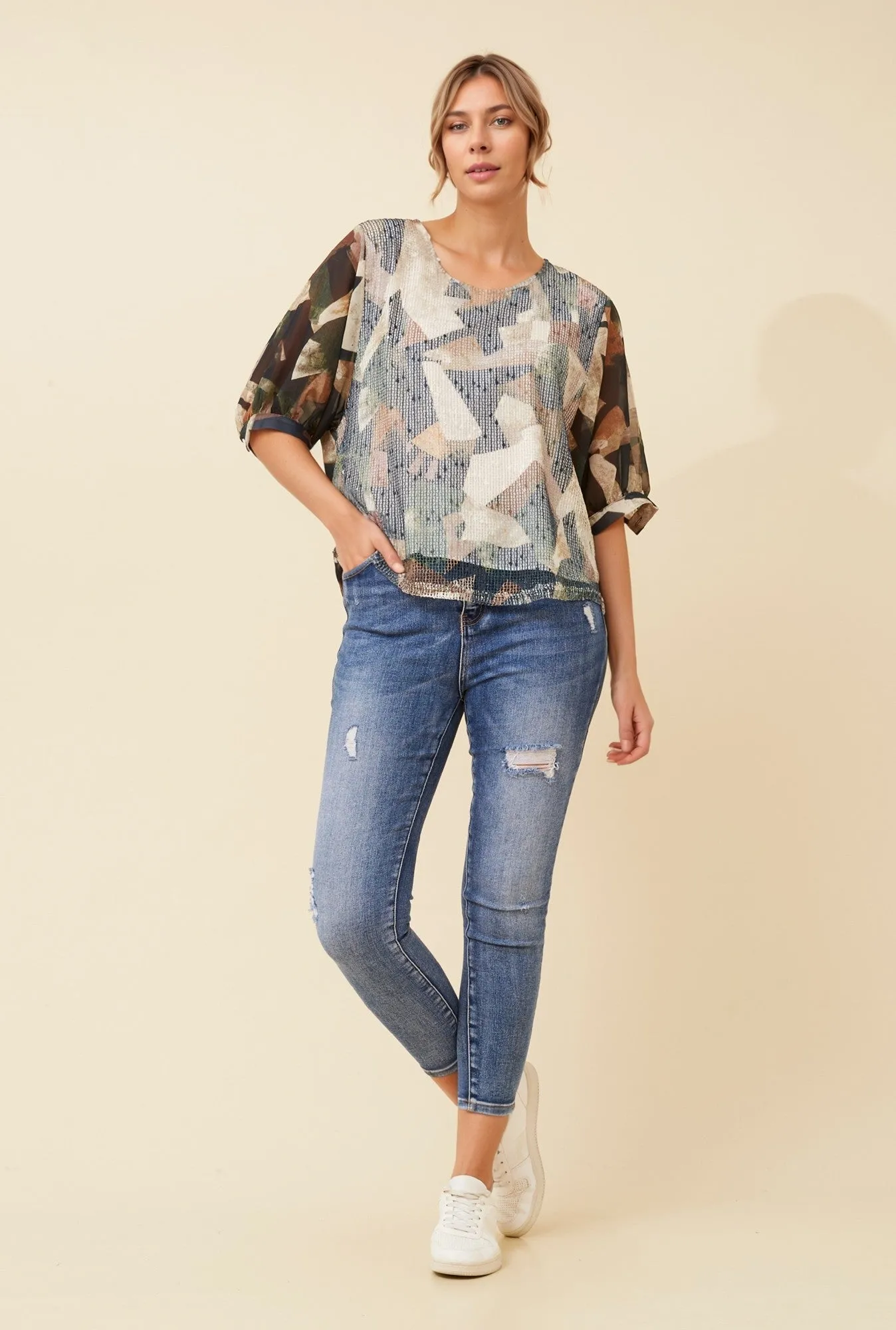 ELOWEN ABSTRACT PRINT TOP sold by Rockmans product image thumbnail 4