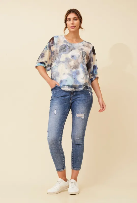 ELOWEN ABSTRACT PRINT TOP sold by Rockmans