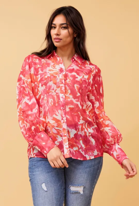 BELLE ABSTRACT PRINT SHIRT made by Rockmans