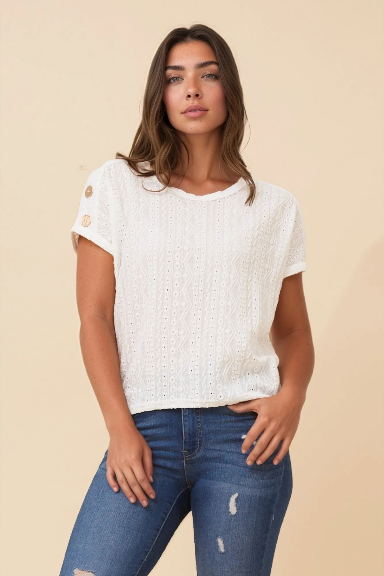 RUBINA BRODERIE ANGLAISE TOP sold by Rockmans