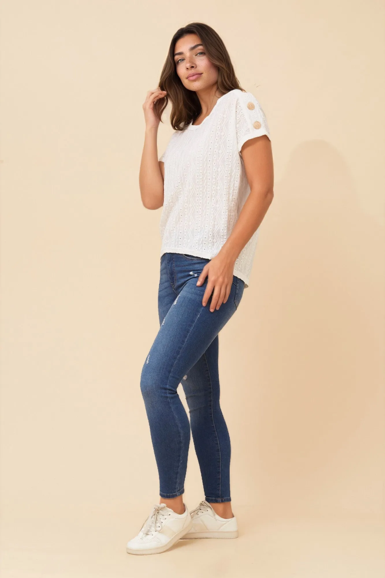 RUBINA BRODERIE ANGLAISE TOP sold by Rockmans product image thumbnail 5