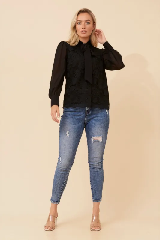 OLEA LACE BOW BLOUSE sold by Rockmans