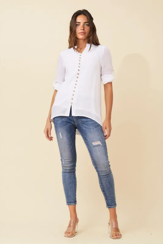 KIMYA ROLL-UP SLEEVE TOP sold by Rockmans