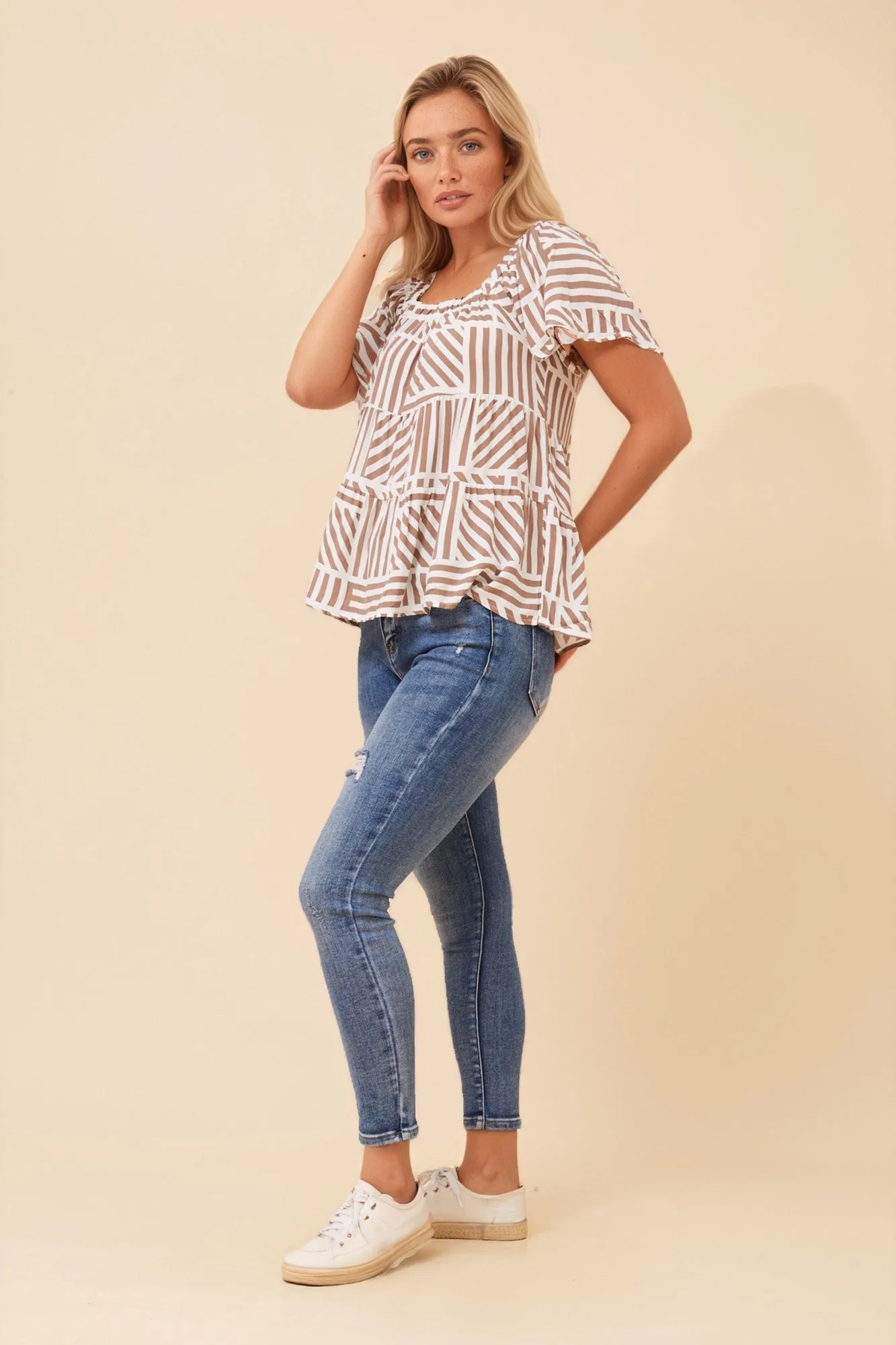 ABSTRACT PRINT OFF-SHOULDER TOP sold by Rockmans product image thumbnail 2