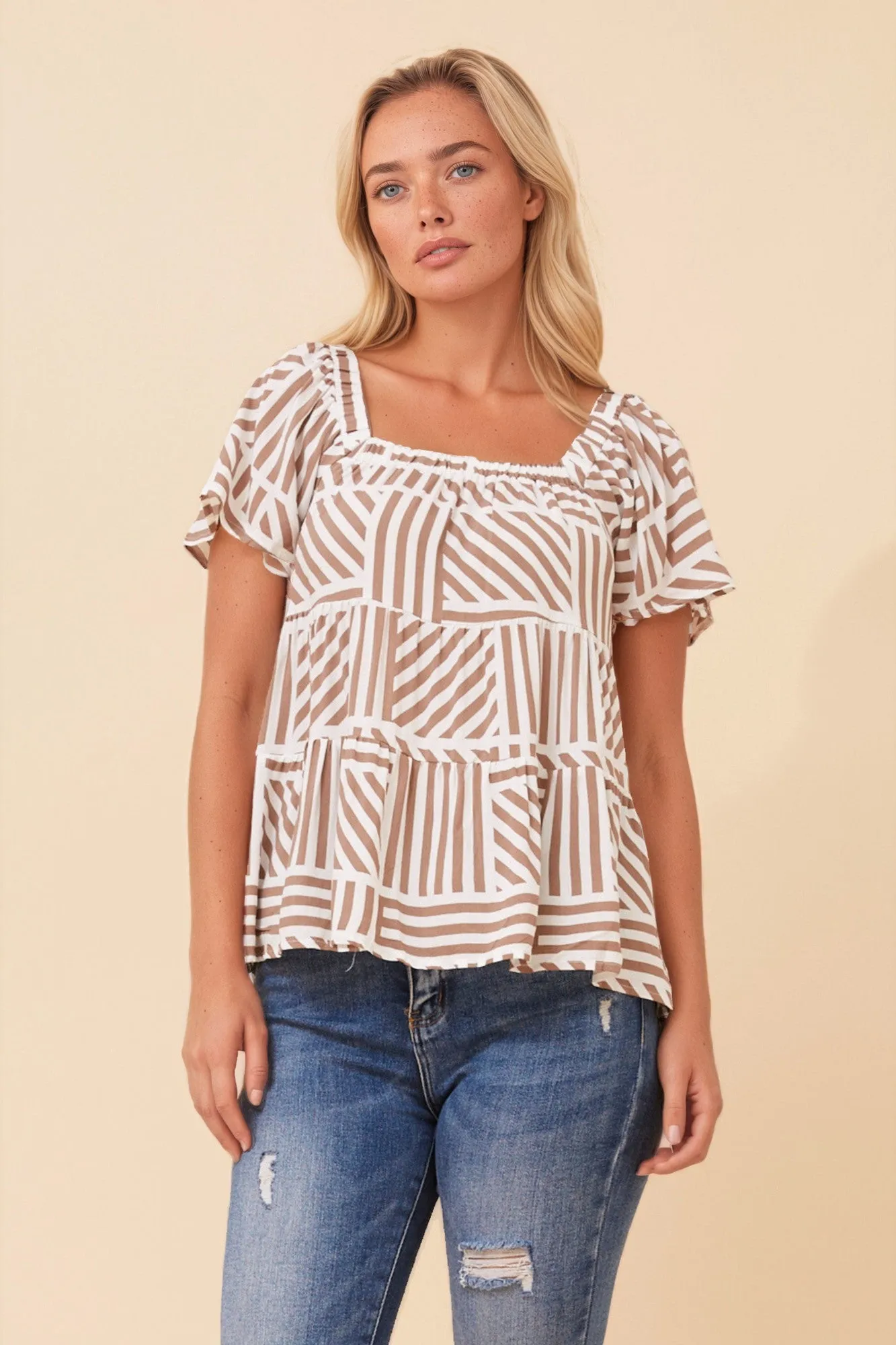 ABSTRACT PRINT OFF-SHOULDER TOP sold by Rockmans product image thumbnail 3