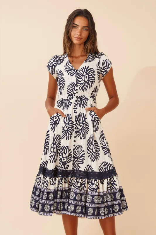 MOROCCO BORDER PRINT MIDI DRESS sold by Rockmans