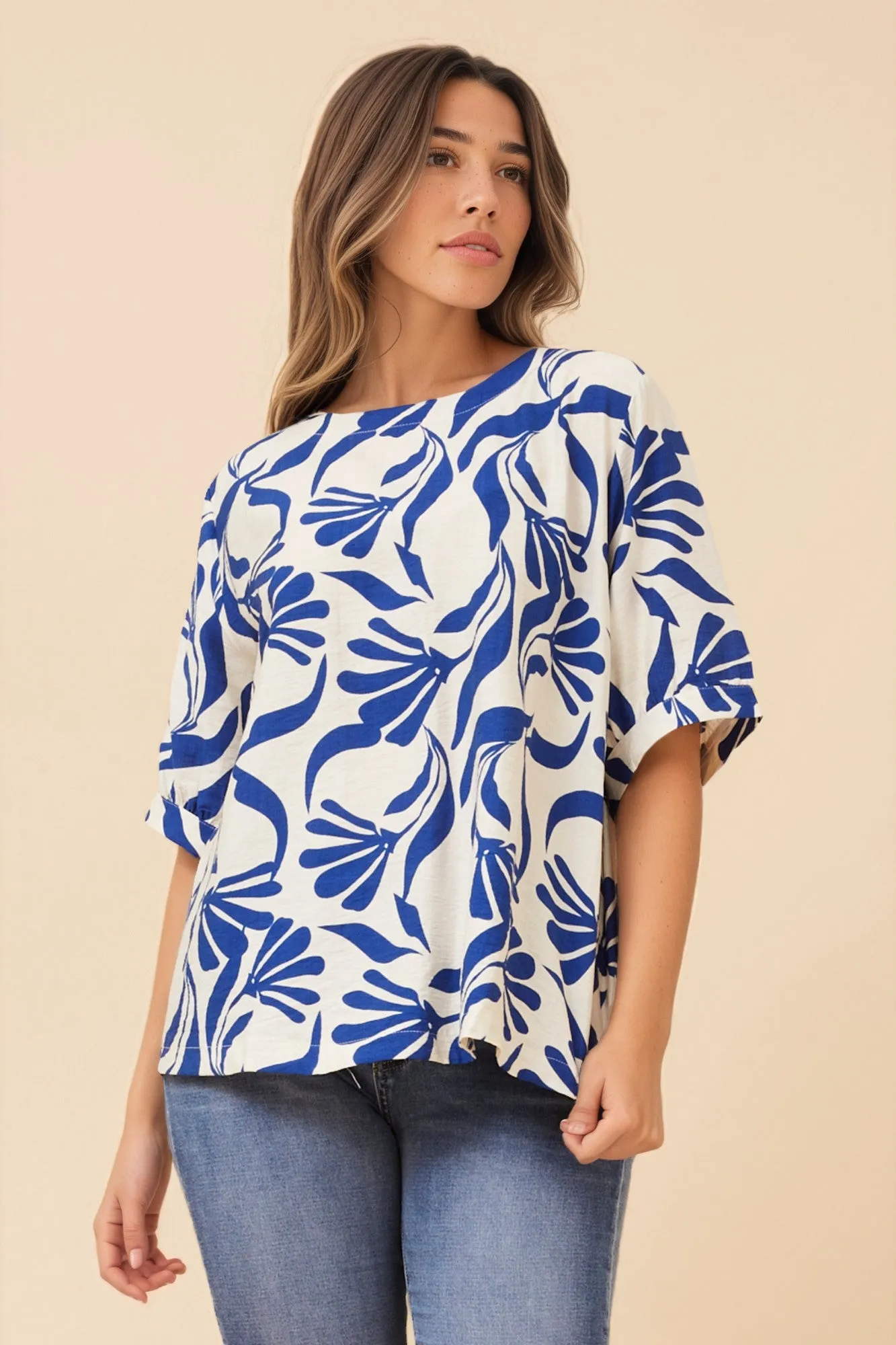 OSMOND ABSTRACT PRINT TOP sold by Rockmans product image thumbnail 3