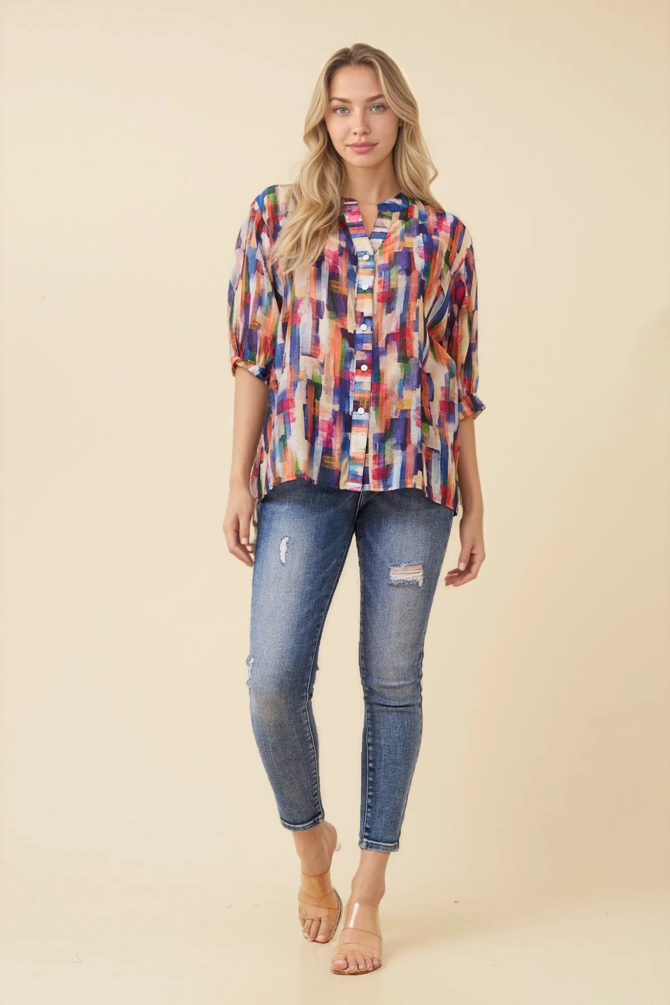 BELINA ABSTRACT PRINT SHIRT sold by Rockmans product image thumbnail 4
