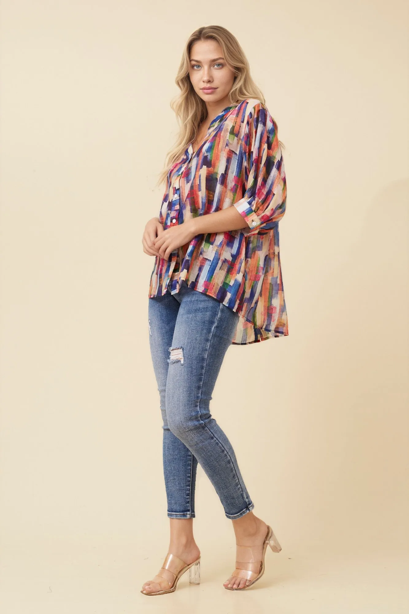 BELINA ABSTRACT PRINT SHIRT sold by Rockmans