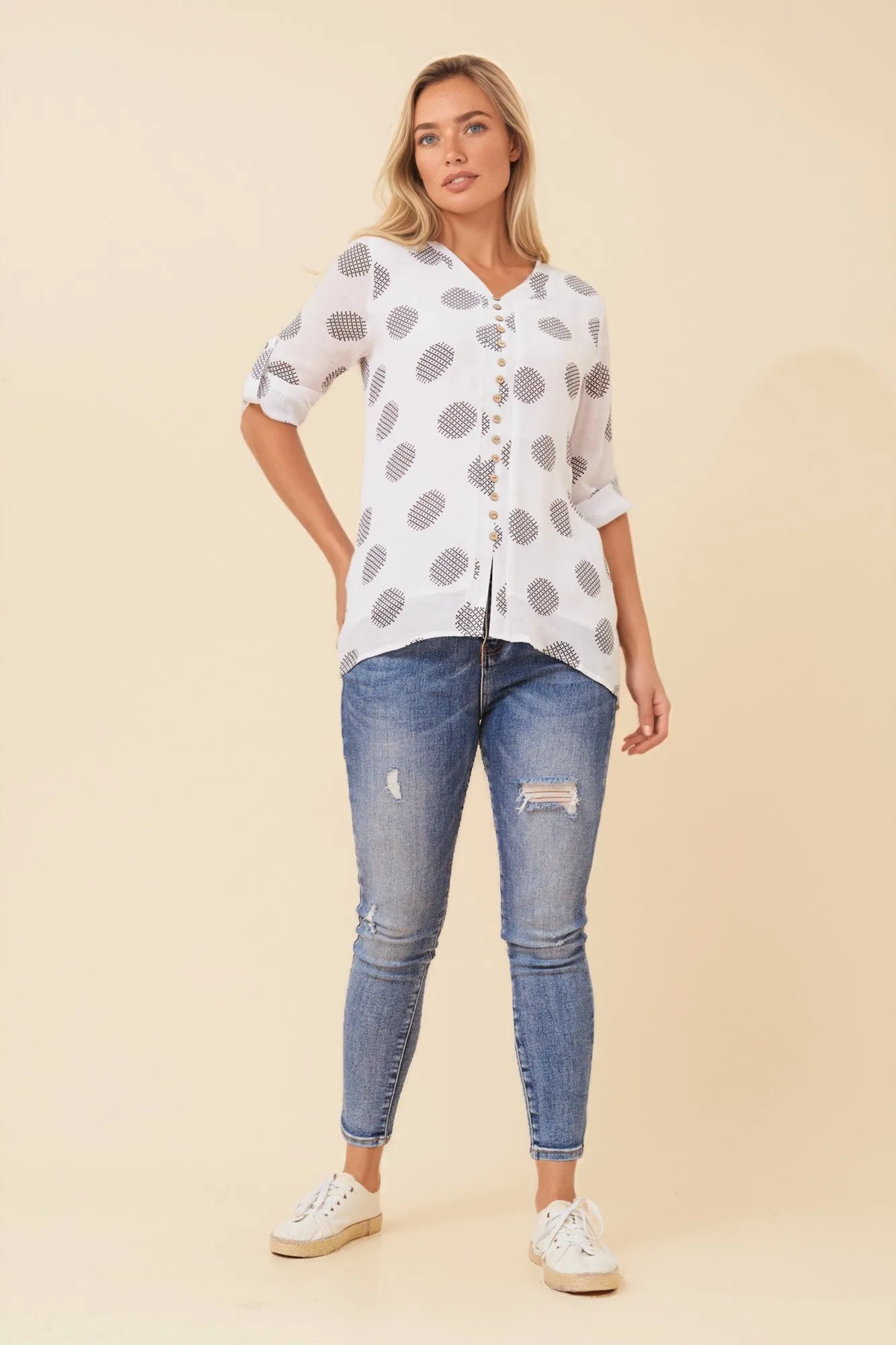 RUBY POLKA DOT PRINT TOP sold by Rockmans