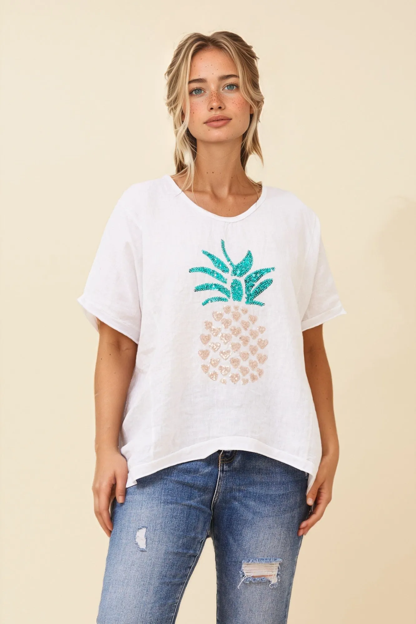 KAY PINEAPPLE LINEN TOP sold by Rockmans product image thumbnail 2