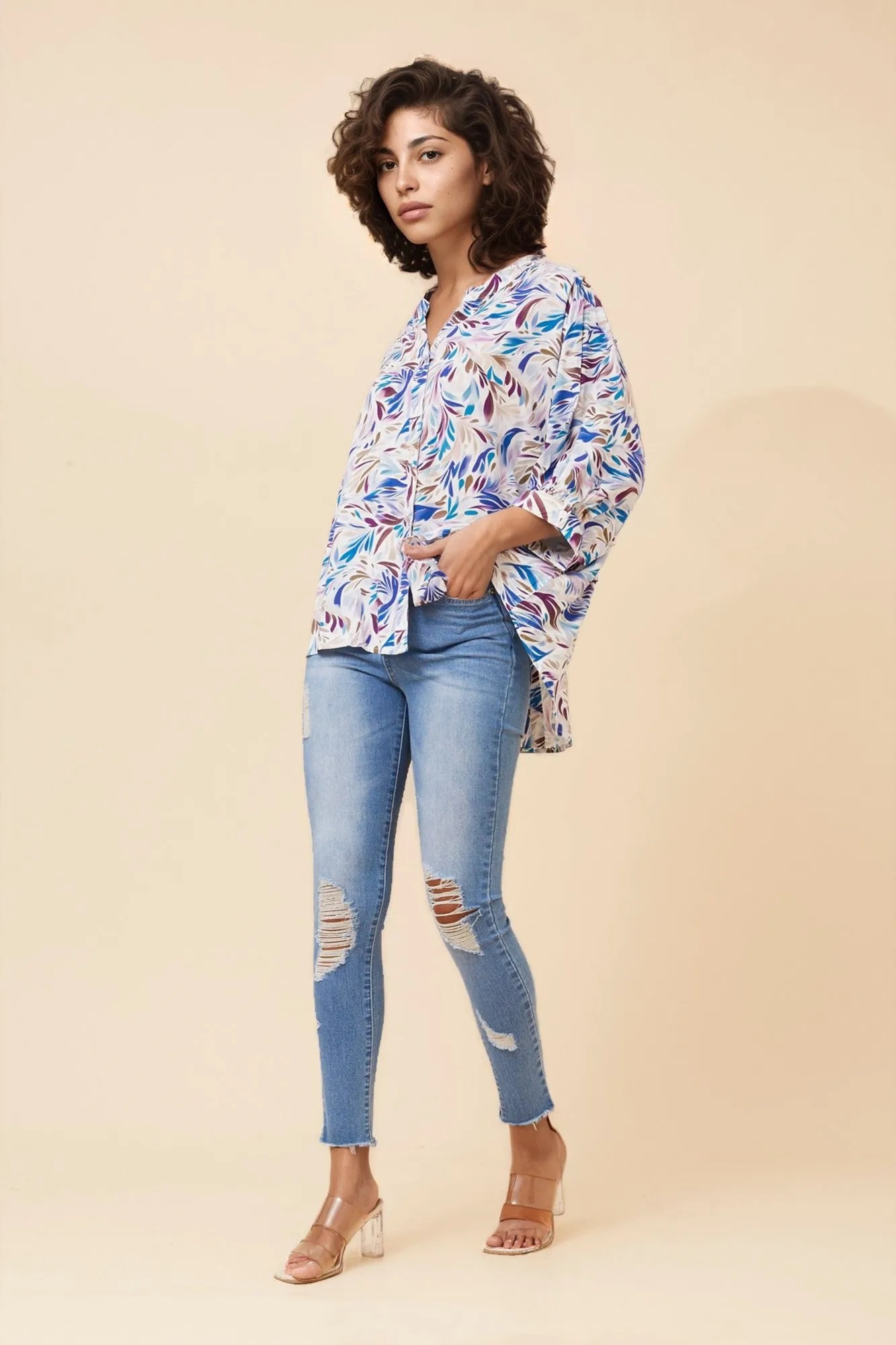 BELINA ABSTRACT PRINT SHIRT sold by Rockmans