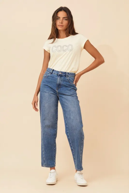 JAELYN DENIM BARREL PANTS sold by Rockmans