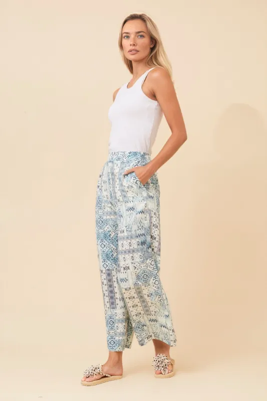 LOXANA ABSTRACT PRINT WIDE LEG PANTS sold by Rockmans