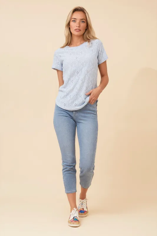 ZYRA CURVED HEM LACE TOP made by Rockmans