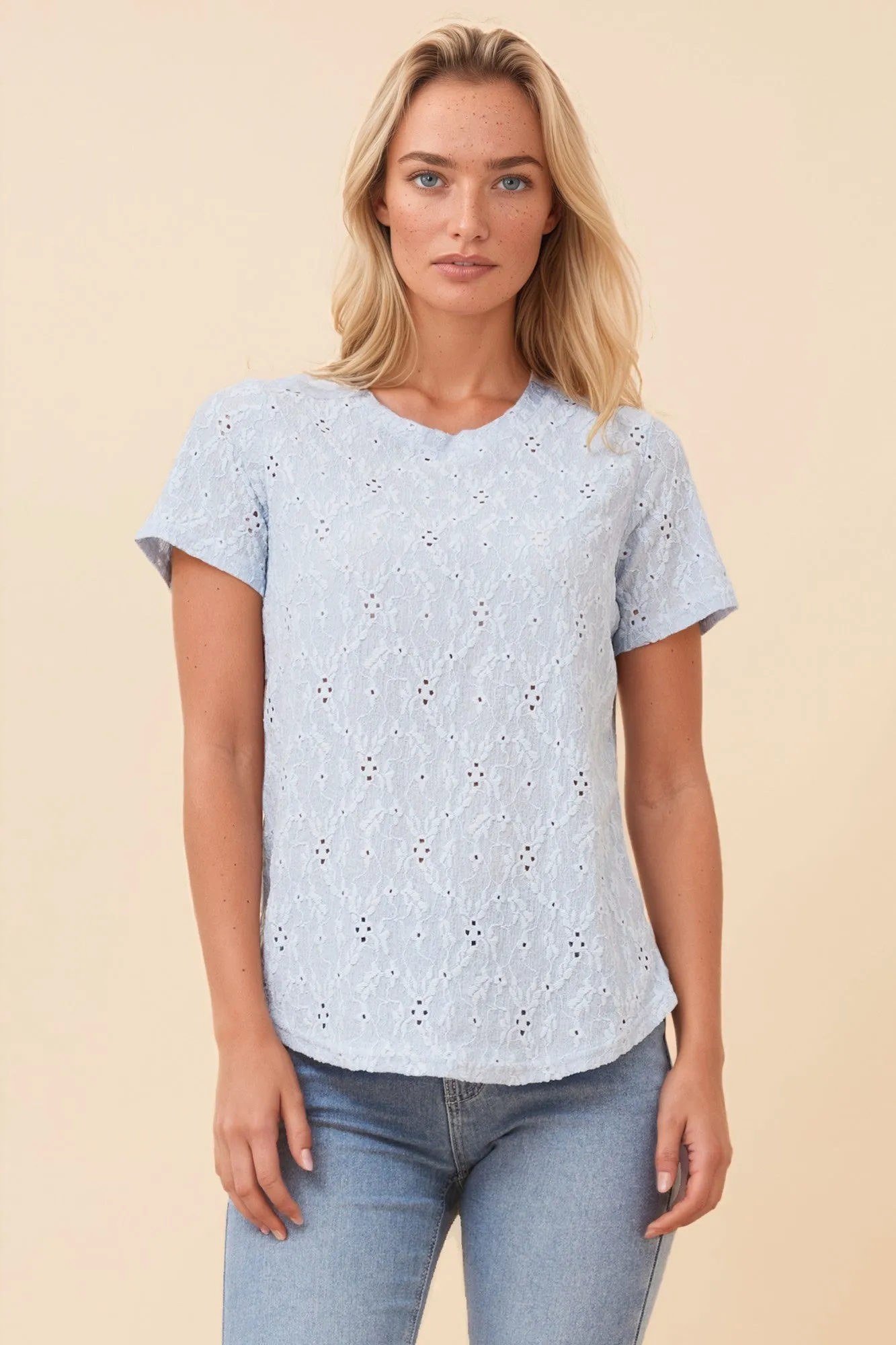 ZYRA CURVED HEM LACE TOP sold by Rockmans product image thumbnail 3