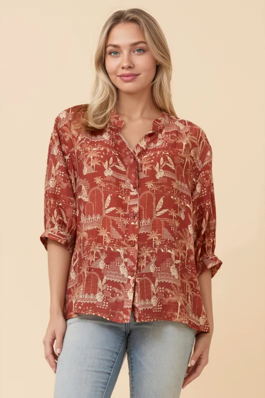 BELINA PALM TREE PRINT TOP made by Rockmans