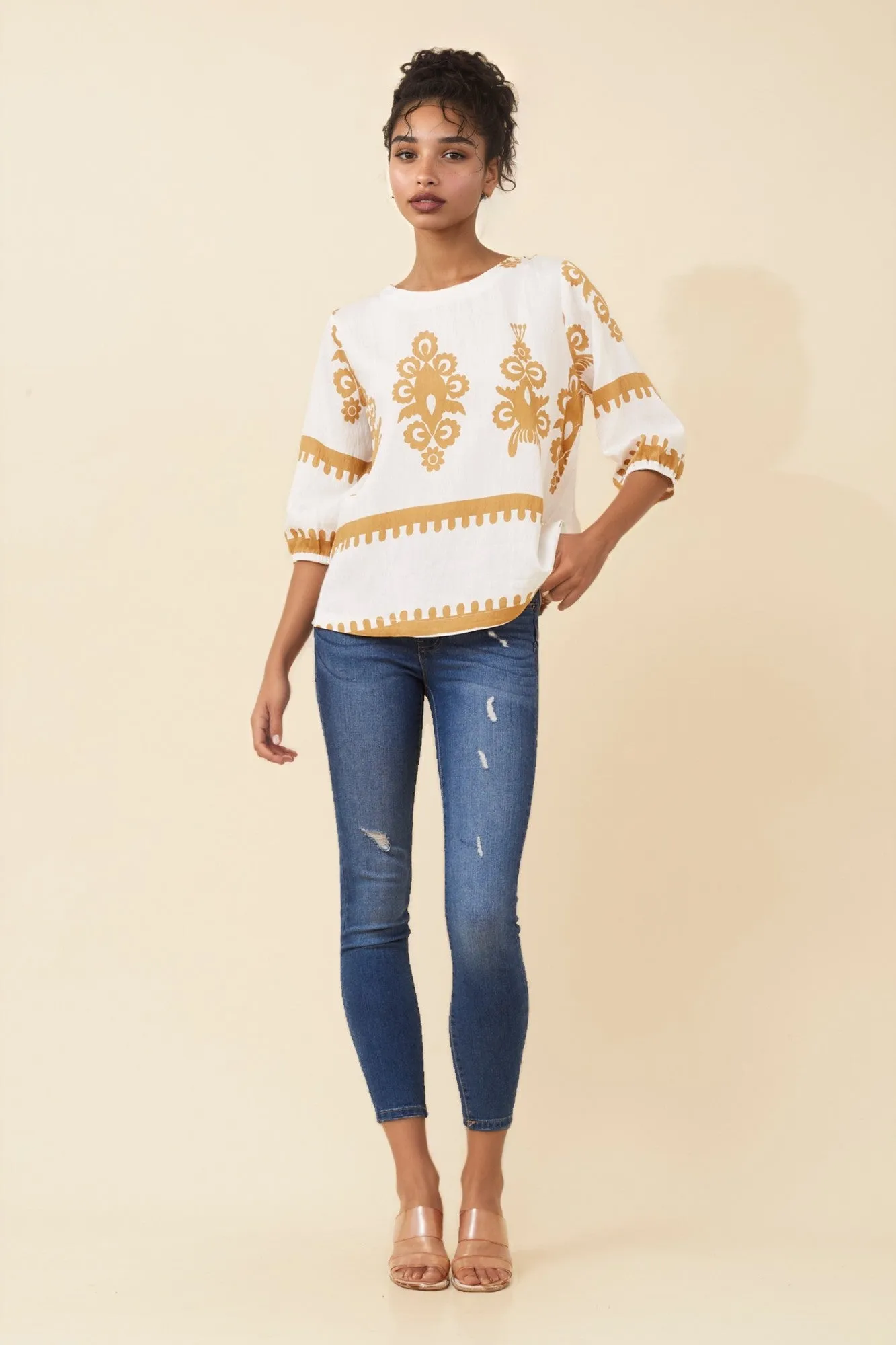 SHAE BORDER PRINT TOP sold by Rockmans
