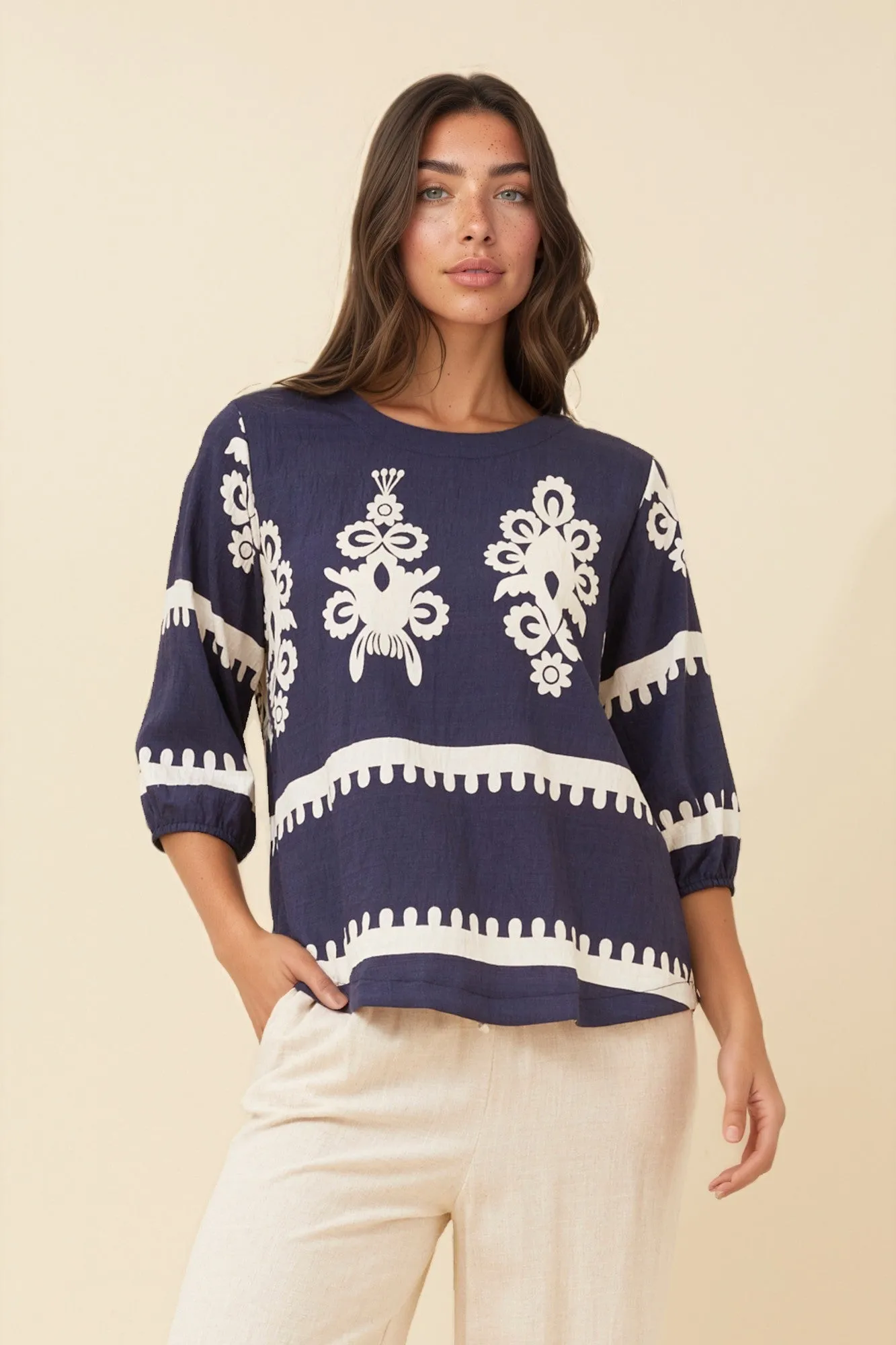 SHAE BORDER PRINT TOP sold by Rockmans product image thumbnail 2