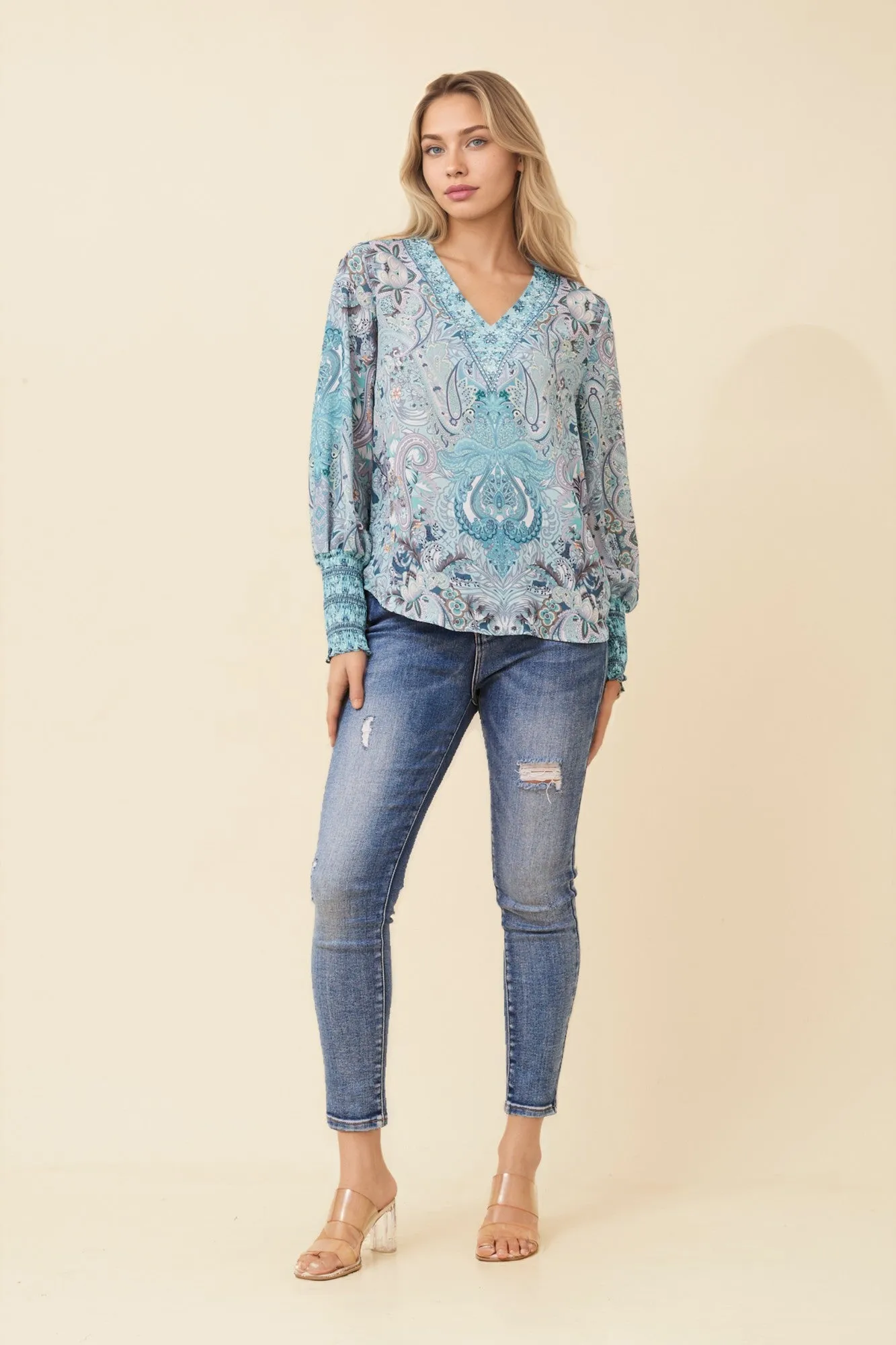 LOURDES ARABESQUE PRINT BLOUSE sold by Rockmans product image thumbnail 4