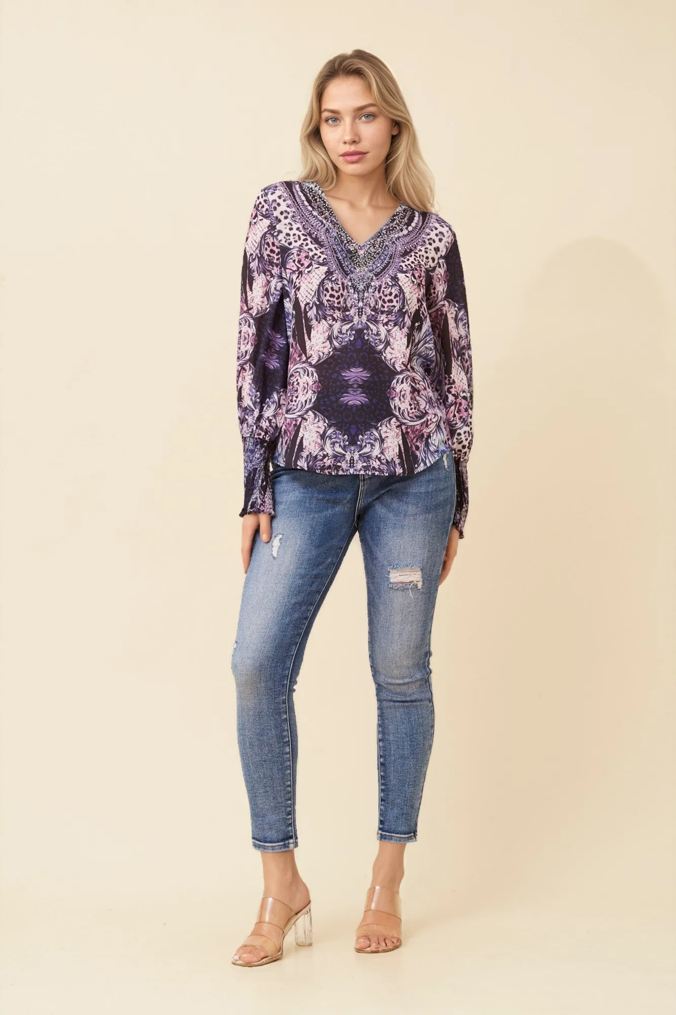 LOURDES ARABESQUE PRINT TOP sold by Rockmans product image thumbnail 2