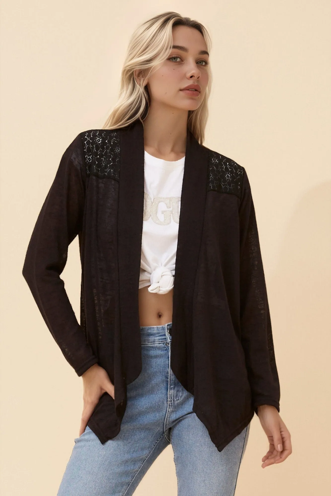POET LACE WATERFALL CARDIGAN sold by Rockmans product image thumbnail 2