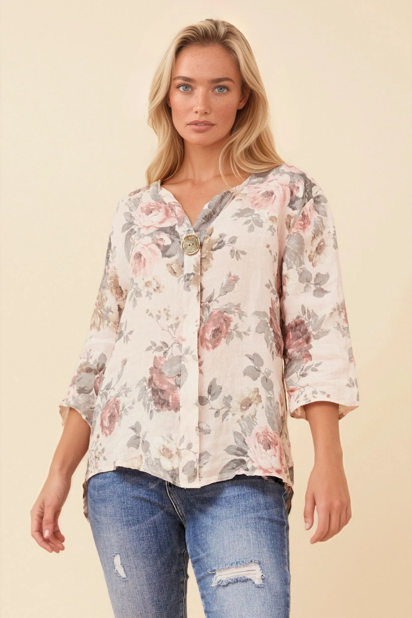 PALERMO FLORAL LINEN TOP sold by Rockmans product image thumbnail 3