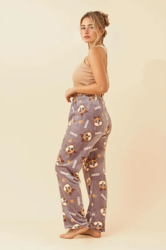 LEE REINDEER PRINT PLUSH PYJAMA PANTS made by Rockmans