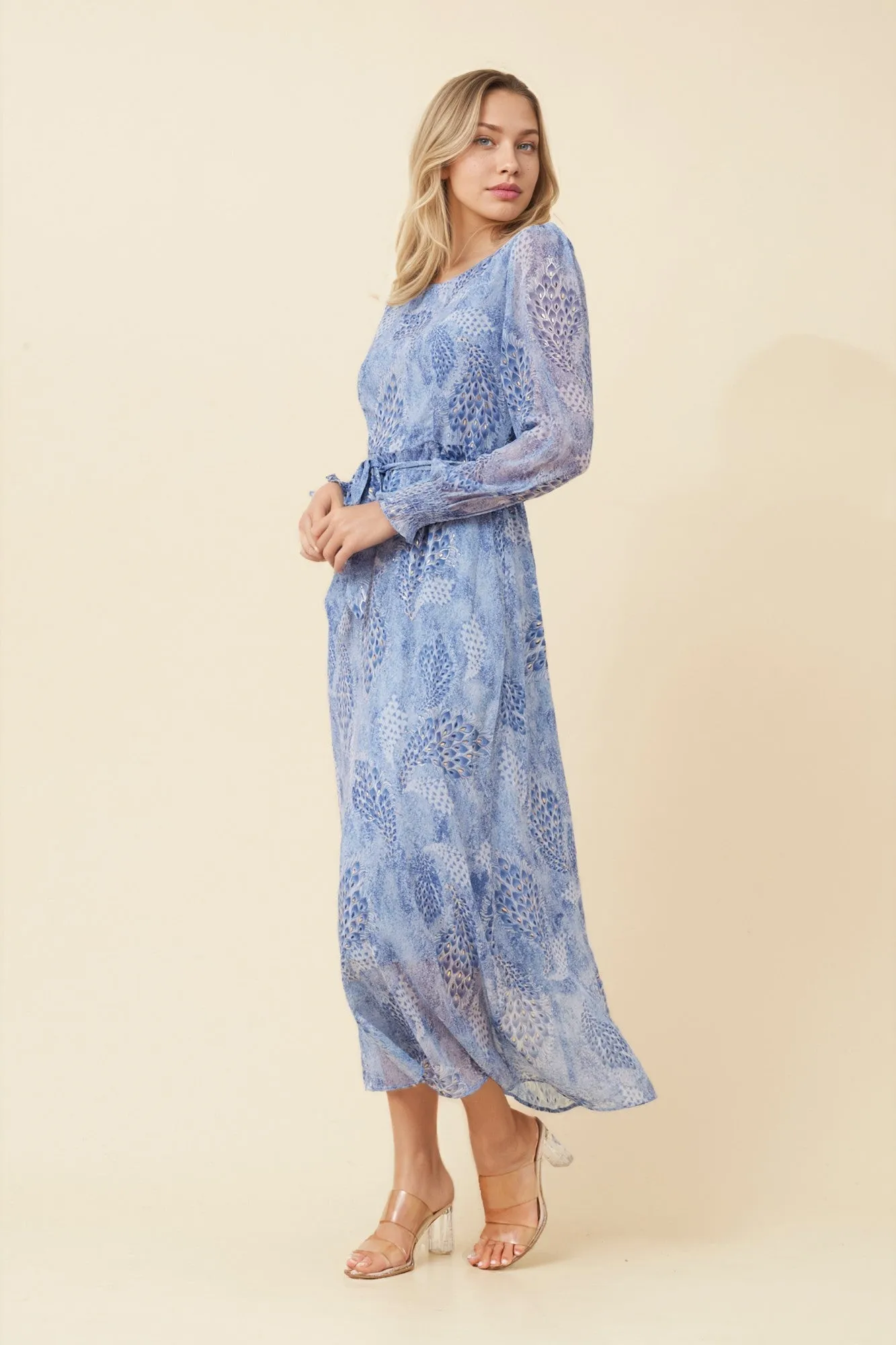 PRISCILLA FEATHER PRINT MAXI DRESS sold by Rockmans product image thumbnail 5