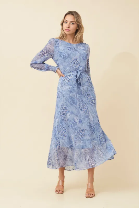 PRISCILLA FEATHER PRINT MAXI DRESS made by Rockmans