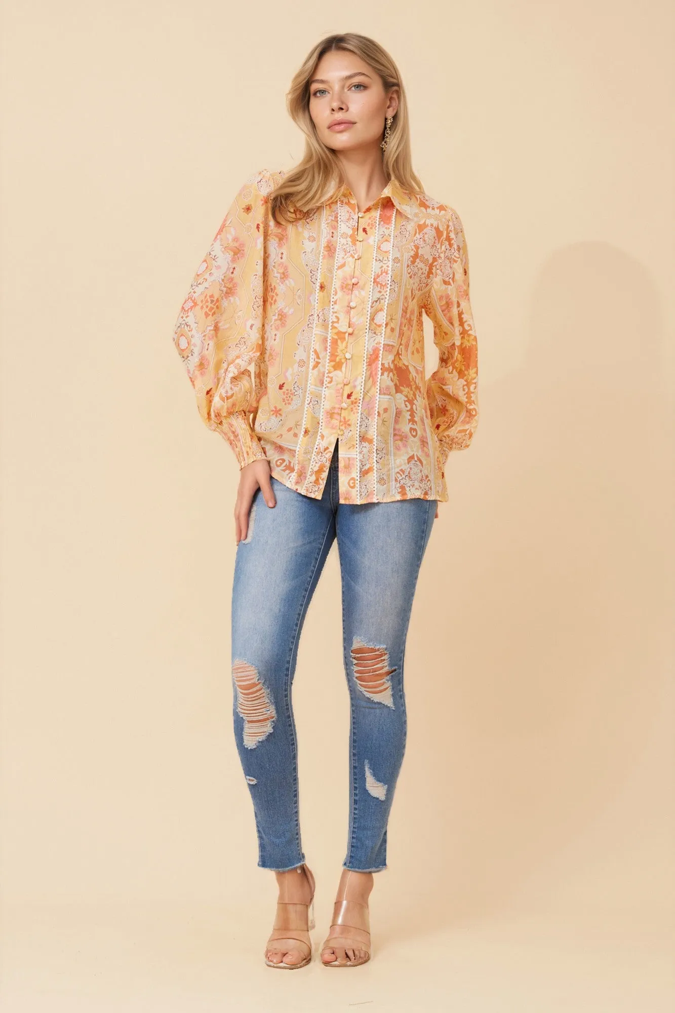 ELKE PATCHWORK PRINT BLOUSE sold by Rockmans product image thumbnail 4