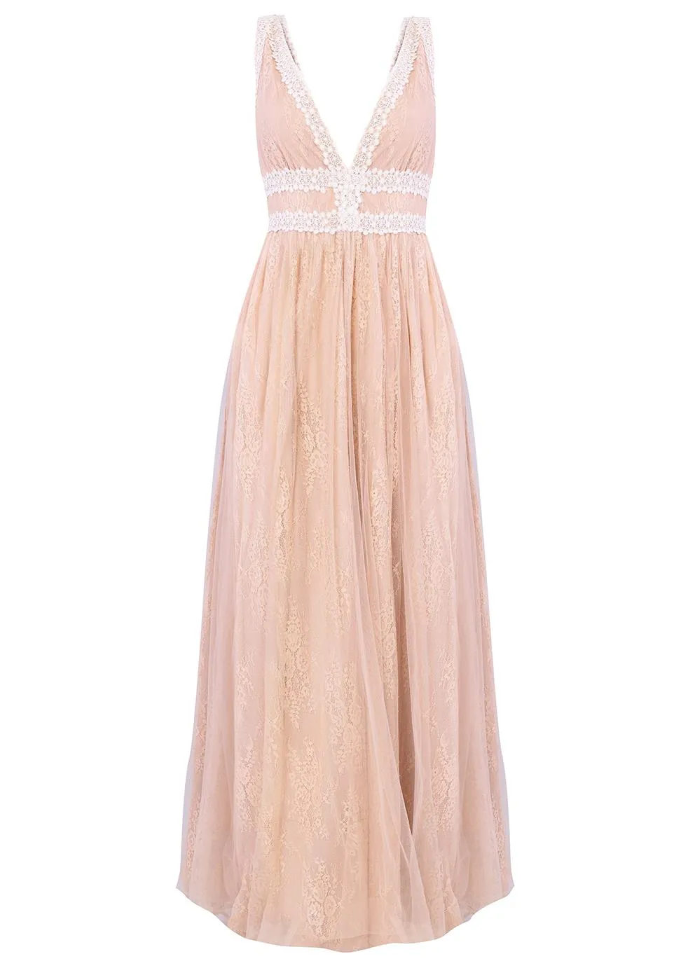 Juliette Nude Lace V-Neck Maxi Dress sold by True Decadence product image thumbnail 3