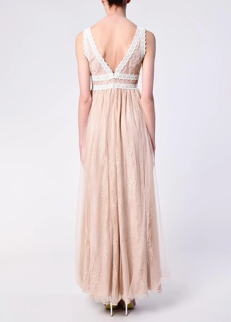 Juliette Nude Lace V-Neck Maxi Dress sold by True Decadence product image thumbnail 2