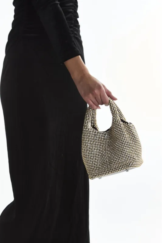 Silver Studded Rhinestone Grab Bag made by True Decadence