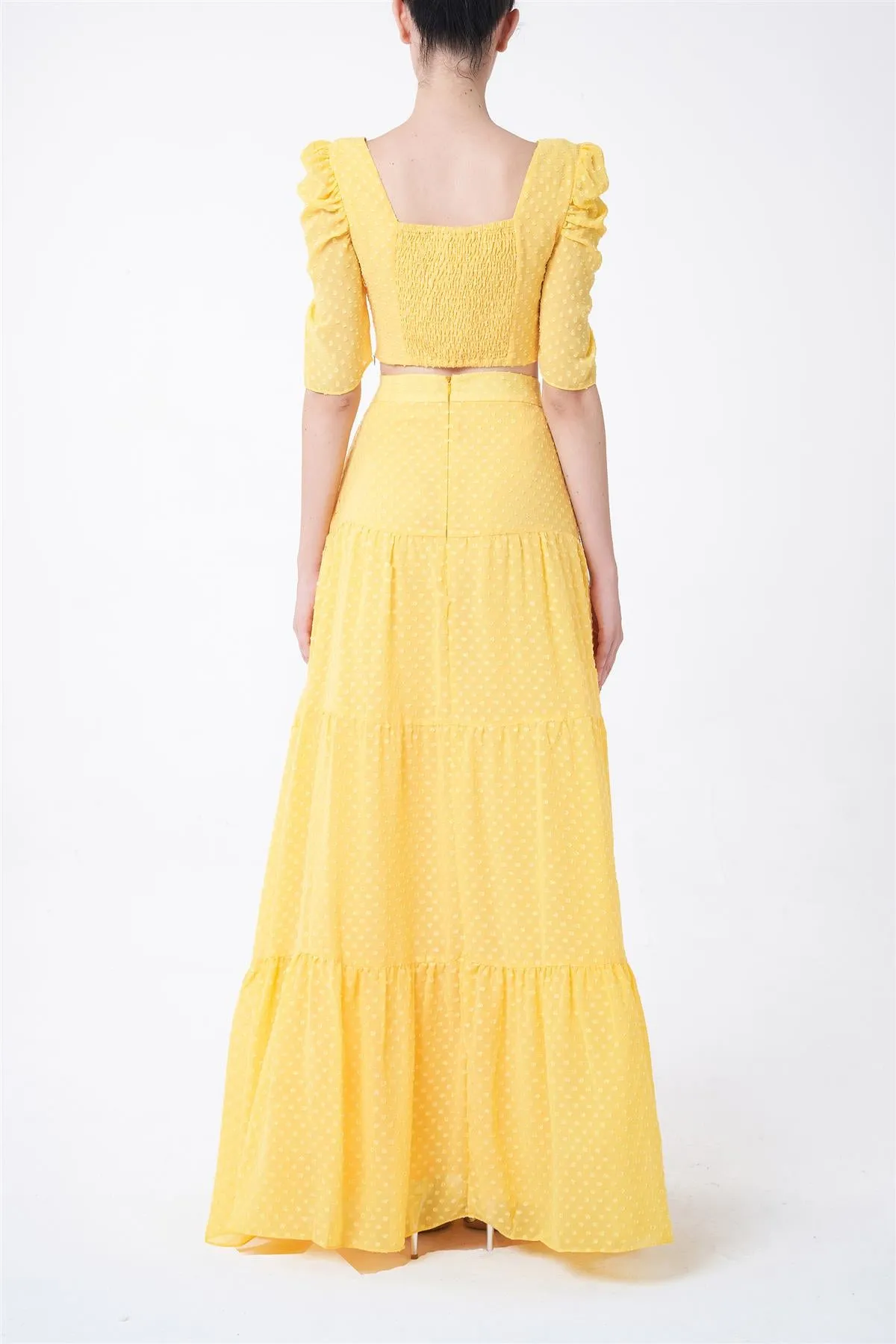Yellow Josephine Tiered Polka-Dot Maxi -Skirt sold by True Decadence product image thumbnail 2