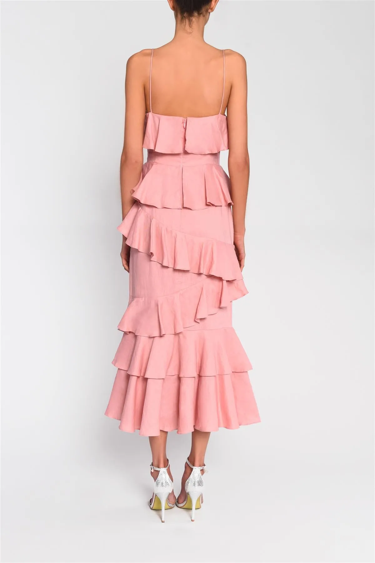 Dusty Pink Harlow Tiered Ruffle Midi Dress sold by True Decadence product image thumbnail 2
