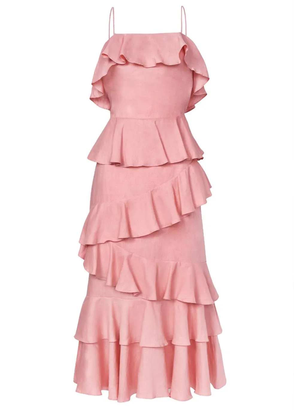 Dusty Pink Harlow Tiered Ruffle Midi Dress sold by True Decadence product image thumbnail 3
