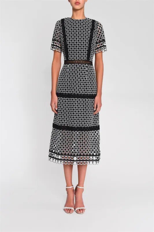 Black White Chelsea Broderie Midi Dress sold by True Decadence