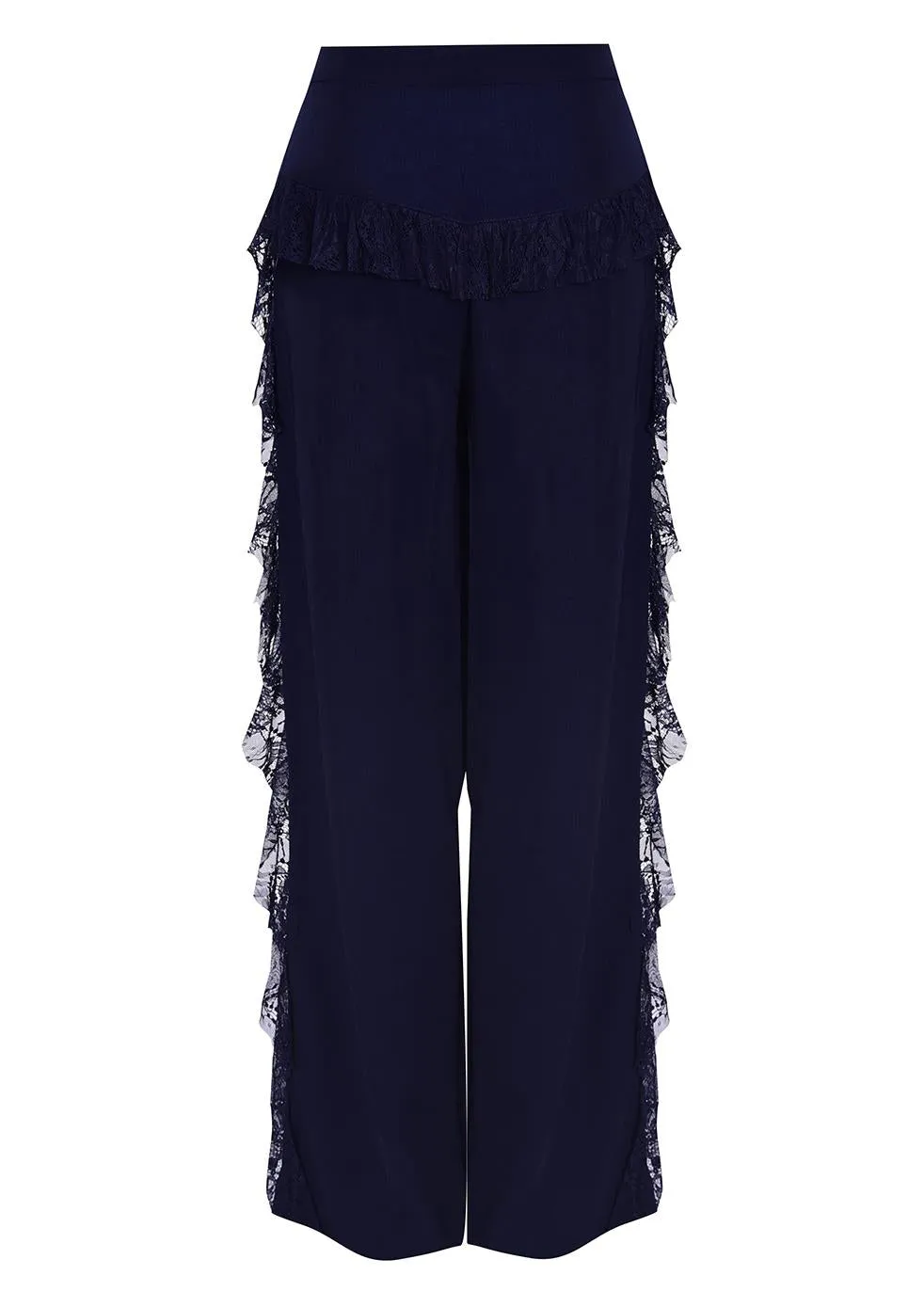 Stevie Navy Ruffle Seam Trousers sold by True Decadence product image thumbnail 4
