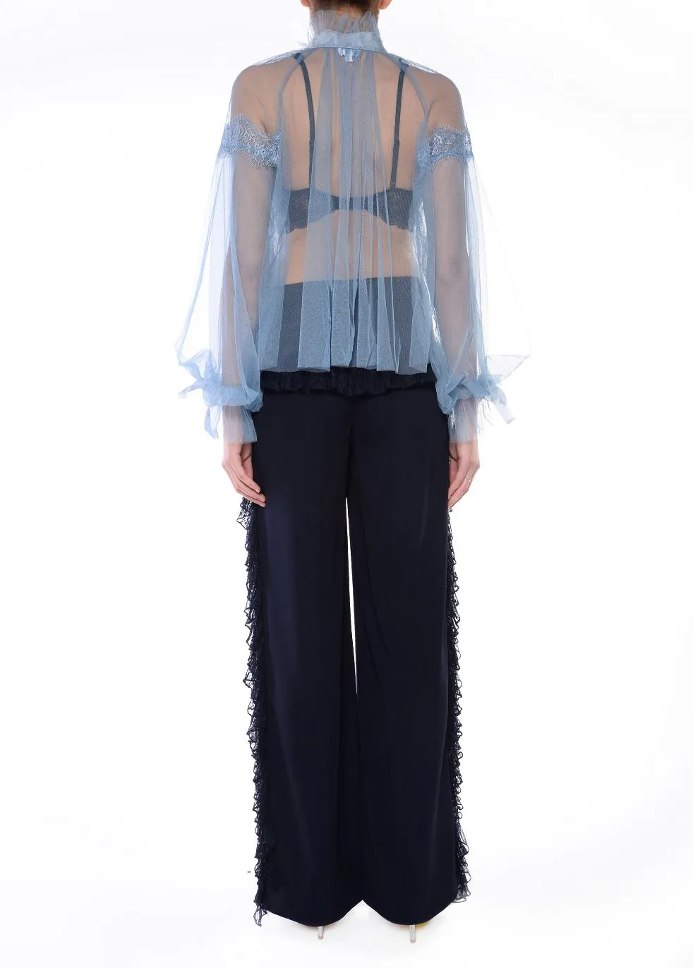 Stevie Navy Ruffle Seam Trousers sold by True Decadence product image thumbnail 2