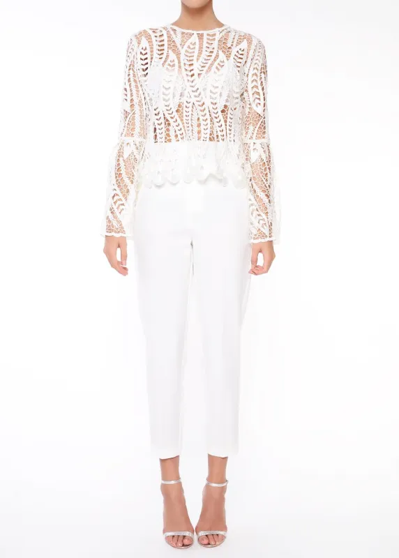 Wynter White Cropped Trousers made by True Decadence