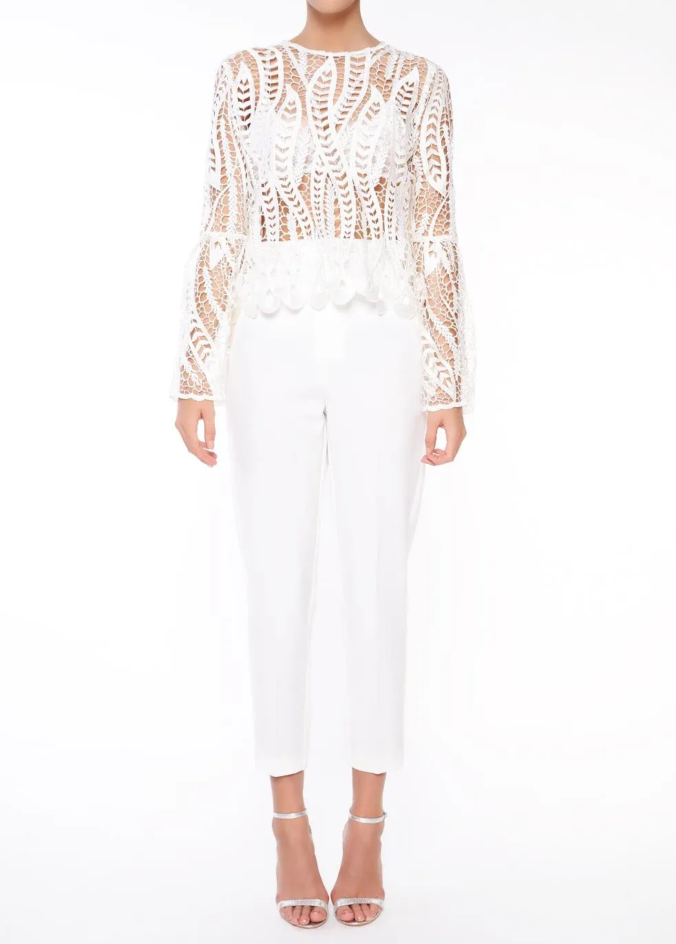 Wynter White Cropped Trousers sold by True Decadence